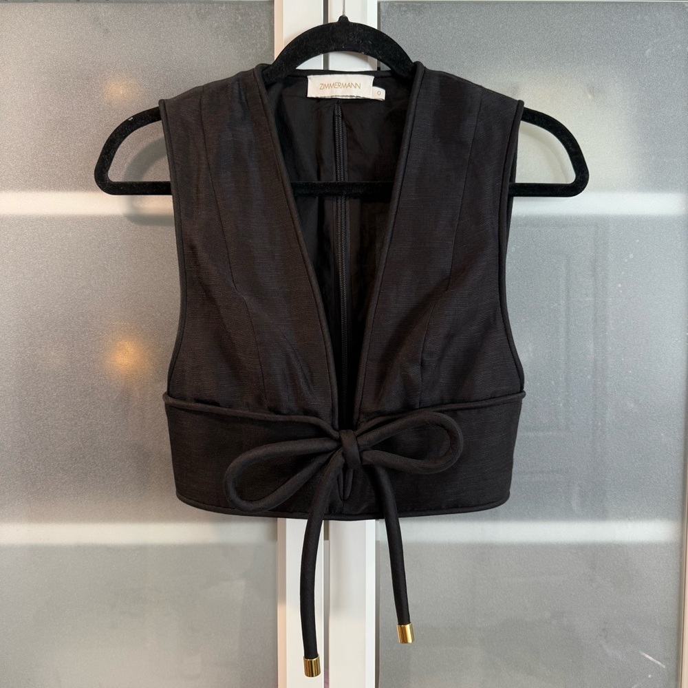 Zimmermann Black Crop Top with Bow Detail - Picture 2 of 5